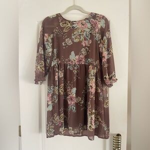 Lots of Love by Speechless Mauve Floral Boho  Dress Size S